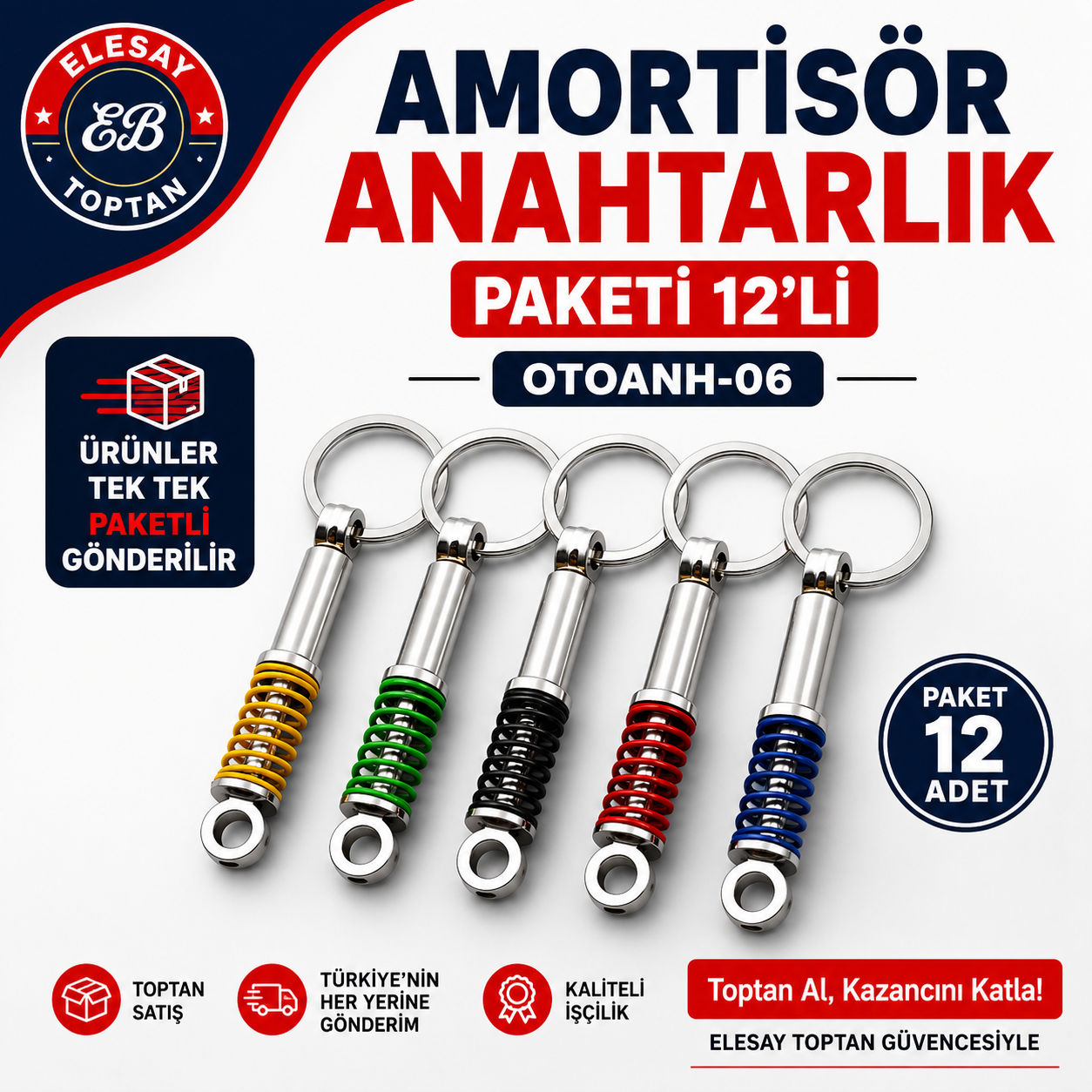 OTOANH-06 AMORTİSÖR YAY ANAHTARLIK PAKETİ 12'Lİ METALDİR