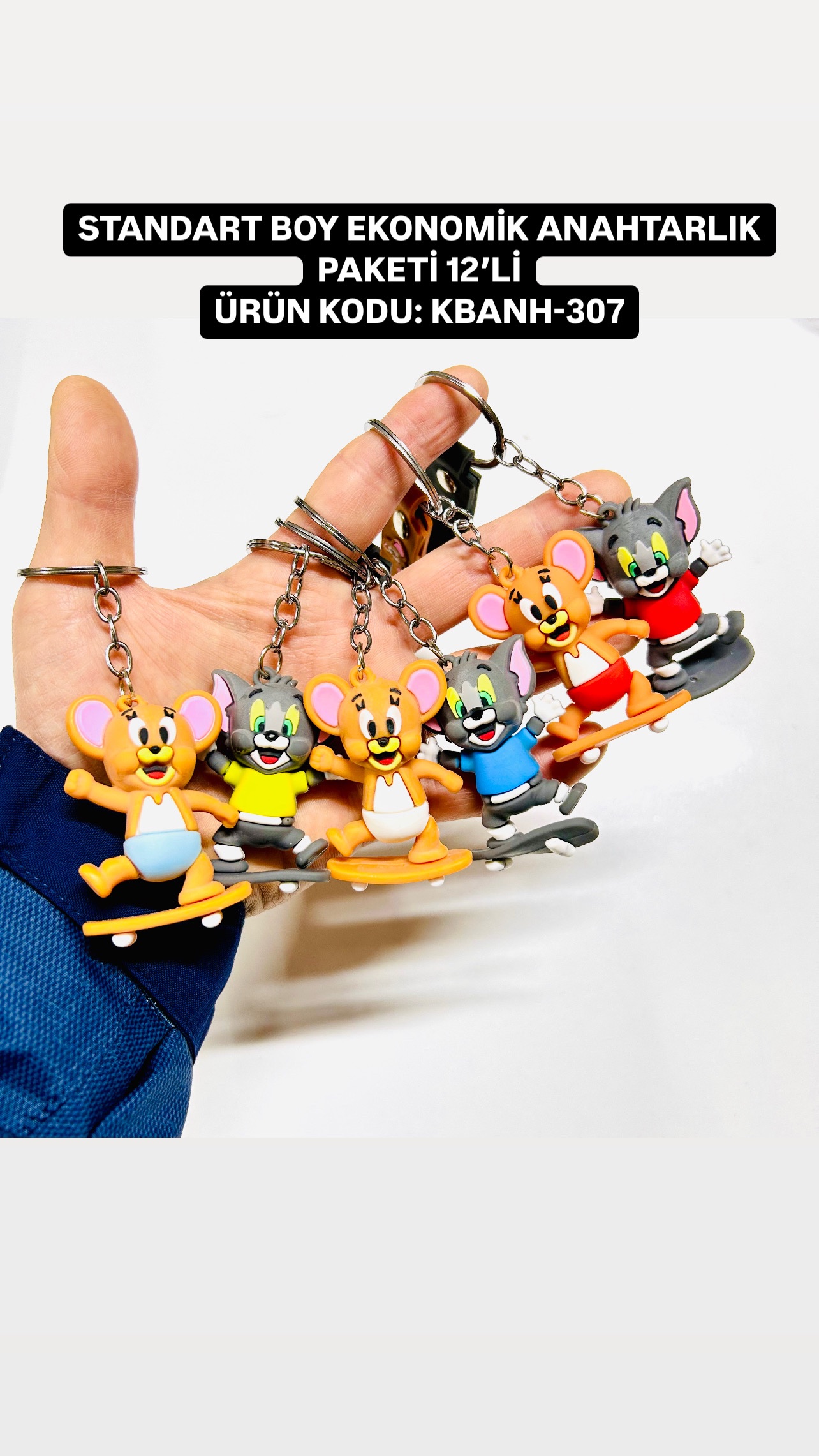 KBANH-307 Kaykaylı Tom ve Jerry Anahtarlık Paketi 12’li