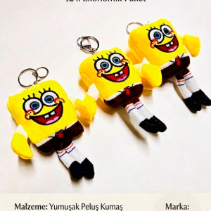 SPA-40 Sünger Bob Sponge Bob PELUŞ ANAHTARLIK PAKETİ 12’Lİ