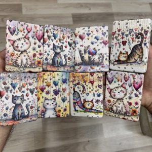 MA-53 KEDİ BASKILI İNCE MAKYAJ AYNASI PAKETİ 12’Lİ CEP AYNASI