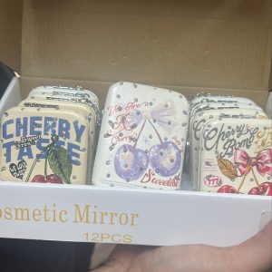 LMA-13 KİRAZ DESEN ANAHTARLIKLI CEP AYNA PAKETİ 12’Lİ