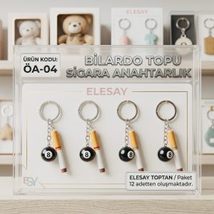 OA-04 BİLARDO TOPU S*GARA ANAHTARLIK PAKETİ 12'Lİ