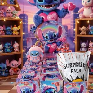 SKU-63 TÜYLÜ STITCH SÜRPRİZ KUTU ULTRA LÜKS ANAHTARLIK PAKETİ 12’Lİ