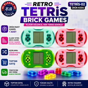 TETRİS-02 BRICK GAMES NOSTALJİK OYUN KONSOLU TETRİS  18x8cm